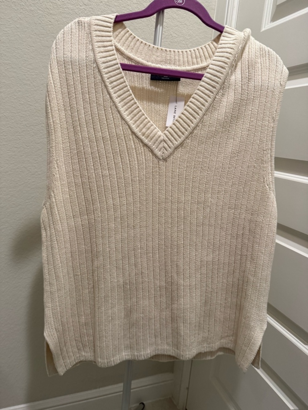 Lane Bryant Cream Ribbed V-Neck Sweater Vest